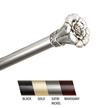 Central Design Flora 1 in. Curtain Rod, 66-120 in. - Satin Nickel CE436950